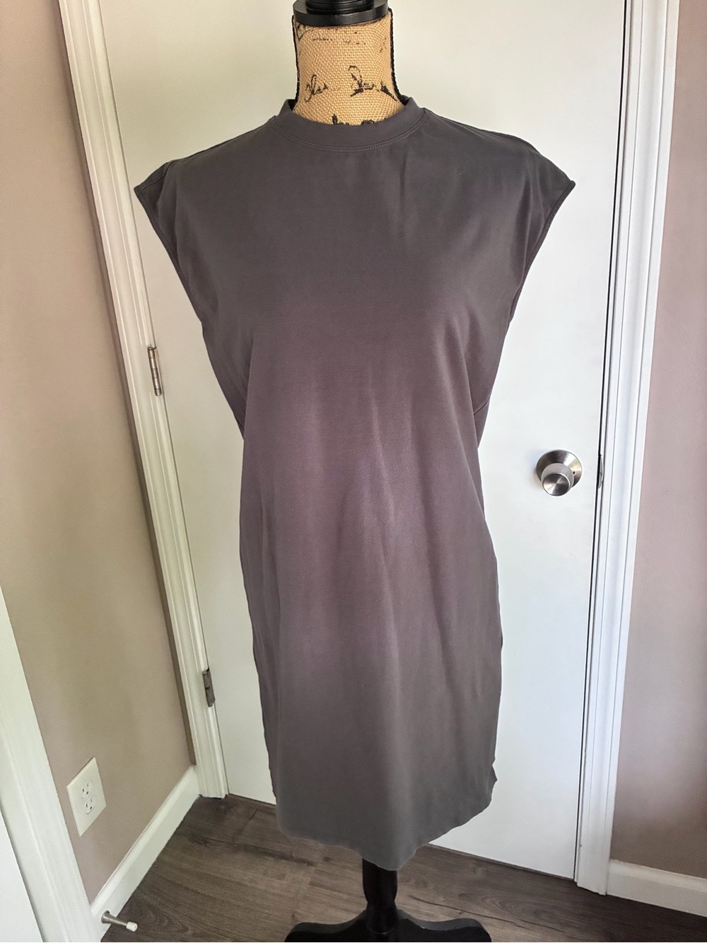 Calvin Klein Sleeveless Crewneck Midi Dress - Charcoal Gray